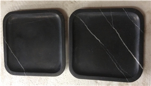Marquina Black Marble Round Paper Holder Soap Dish