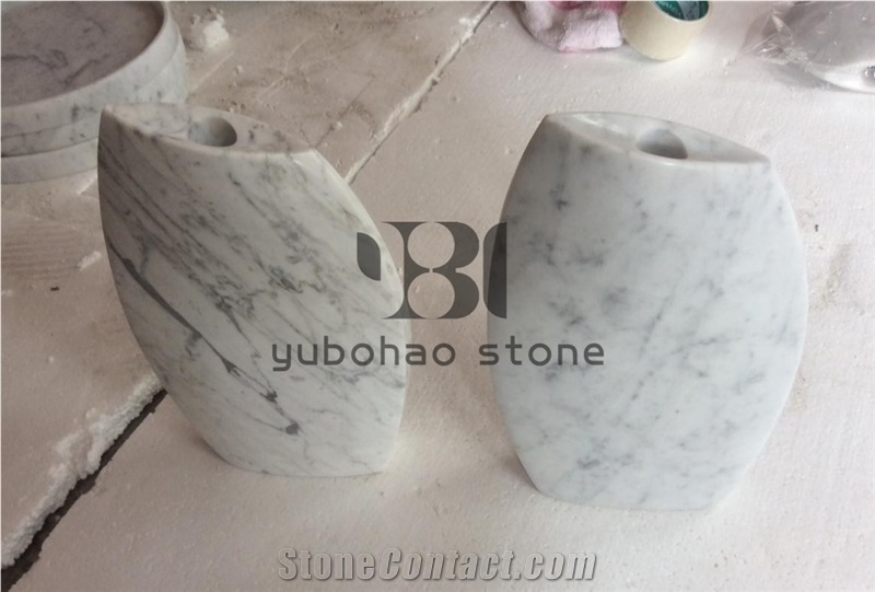 Polished White Paper Holders Bianco Carrara Marble