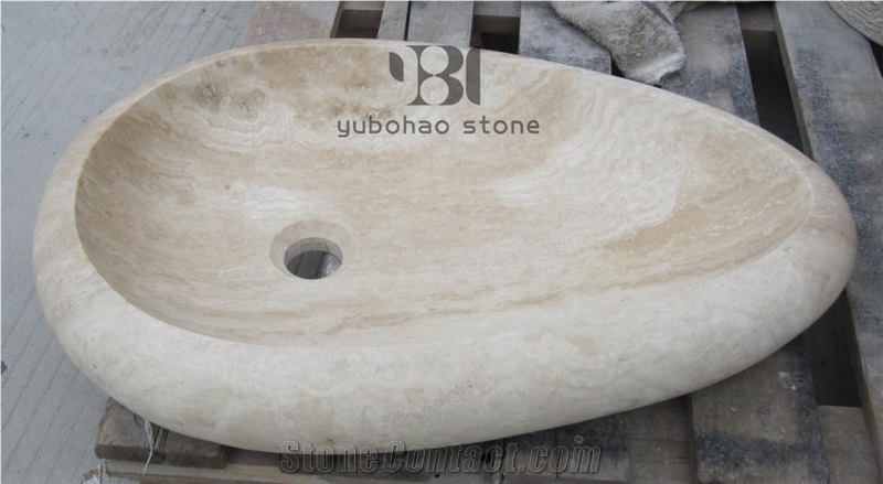 Yellow Sandstone Round Basin Polished Wash Bowls