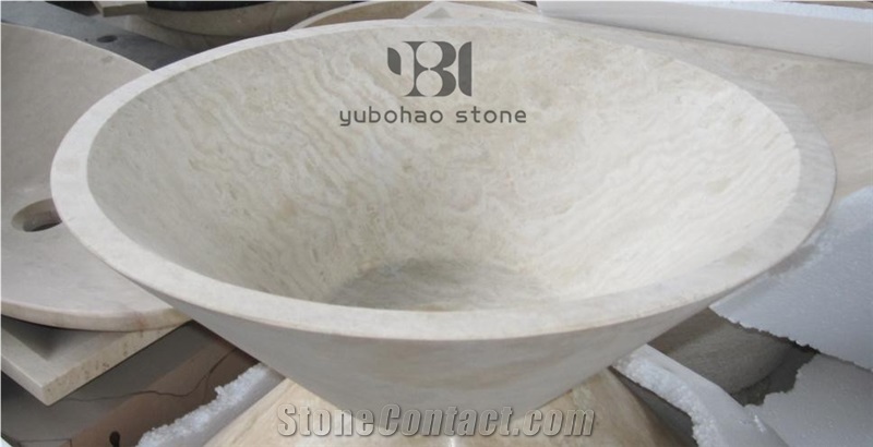 Yellow Sandstone Round Basin Polished Wash Bowls