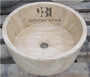 Yellow Sandstone Round Basin Polished Wash Bowls