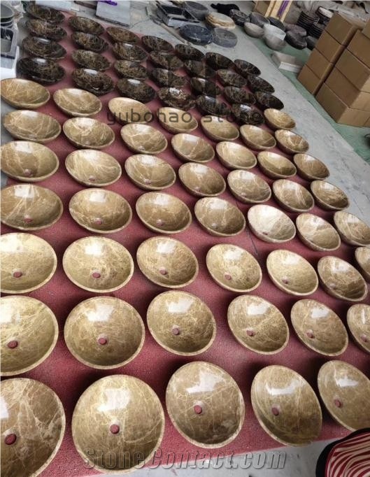 Yellow Sandstone Round Basins Polished Oval Sinks
