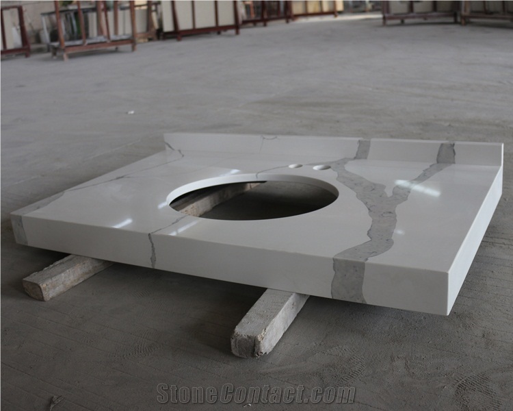 Artificial Carrara White Quartz Vanity Top