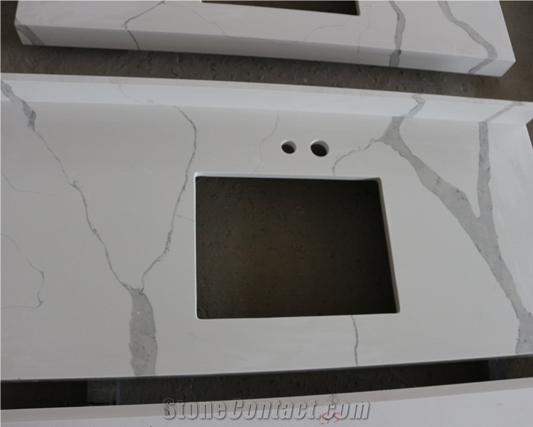 Artificial Carrara White Quartz Vanity Top