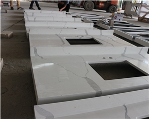 Artificial Carrara White Quartz Vanity Top