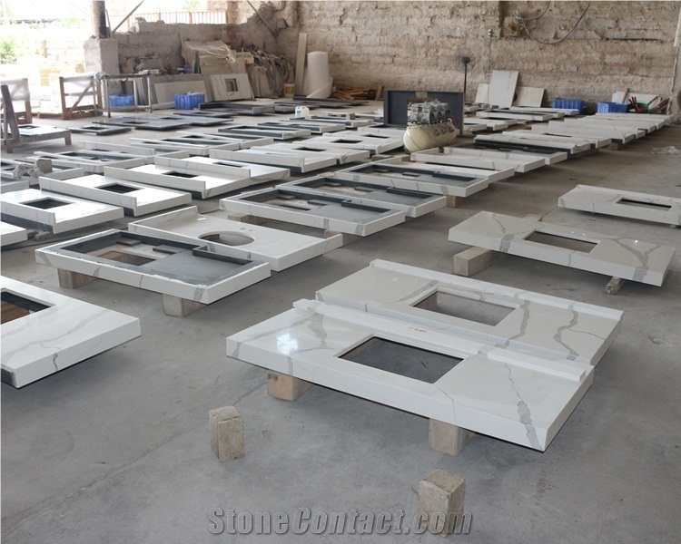 Artificial Carrara White Quartz Vanity Top