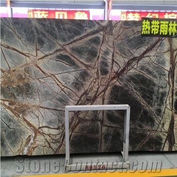 India Rainforest Marble Stone Countertop Slab