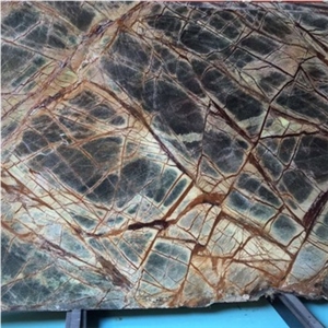 India Rainforest Marble Stone Countertop Slab