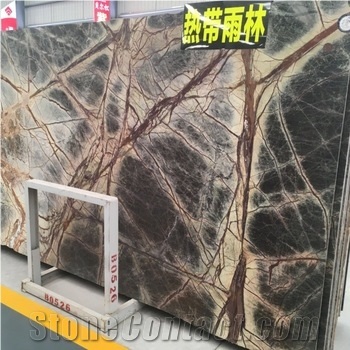 India Rainforest Marble Stone Countertop Slab