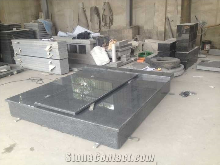 Double G654 Blue Granite Tombstone Monument
