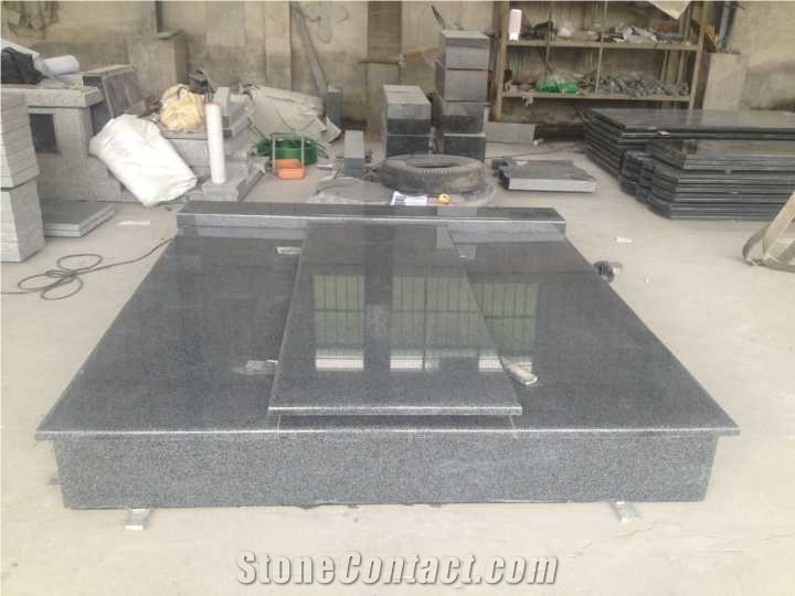Double G654 Blue Granite Tombstone Monument