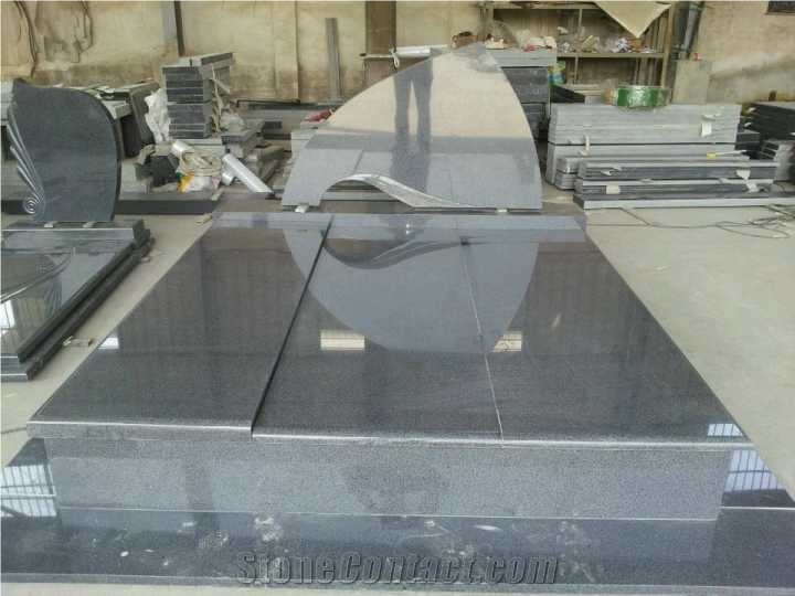 Double G654 Blue Granite Tombstone Monument