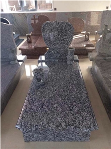 Sea Wave White Granite Tombstone