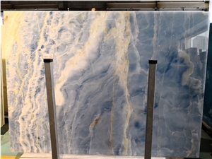 Acquamarina Blue Aqua Gold Onyx Slabs Price