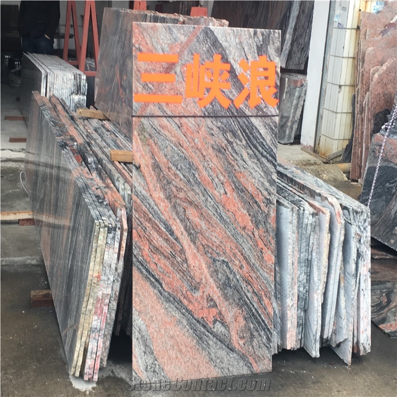 China Multicolor Symphony Red Granite Slabs Tiles