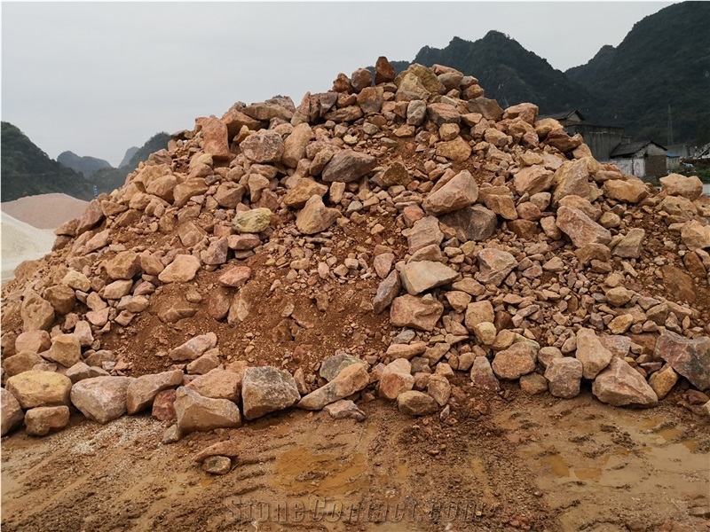 Crushed Red Rubble Aggregates for Landscaping