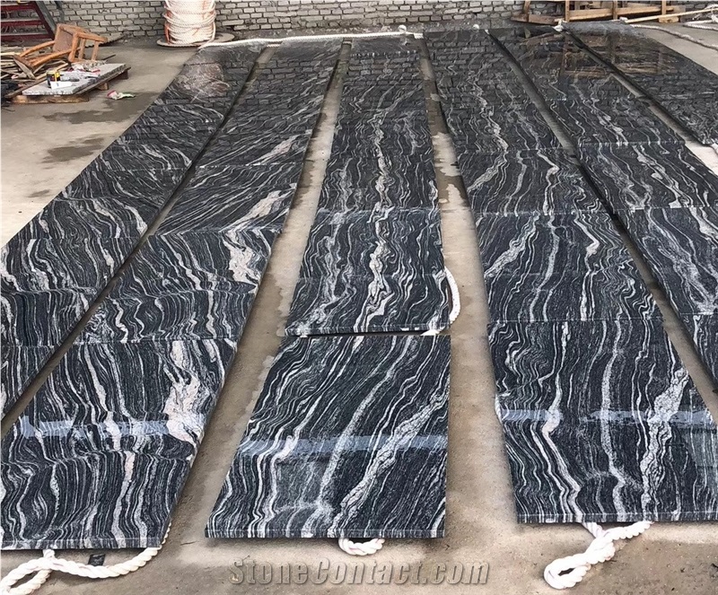 Juparana Mountain Waves Black Granite Slabs Tiles