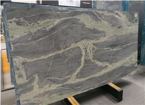 Light Amazon Grey Marble with Green Veins Slab