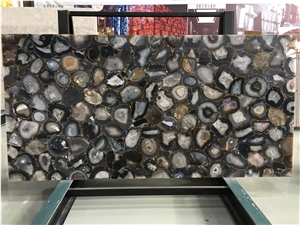Luxury Grey Agate Semiprecious Gemstone Slabs