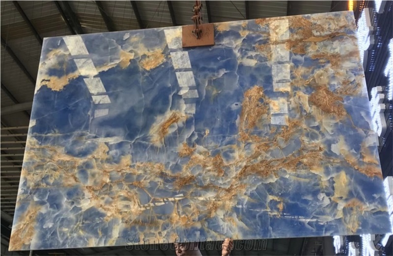 Luxury Pakistan Blue Aqua Gold Onyx Slabs Price
