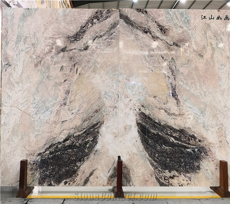 Northern Spring Beige Purple Marble Slabs Tiles