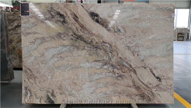 Northern Spring Beige Purple Marble Slabs Tiles
