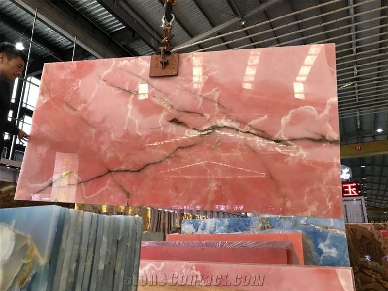 Polished Luxury Natural Afghan Pink Onyx Slabs