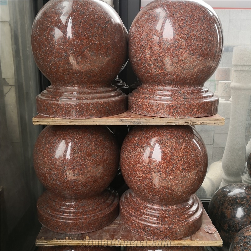 Red Granite Round Cast Stone Pillar Caps Price