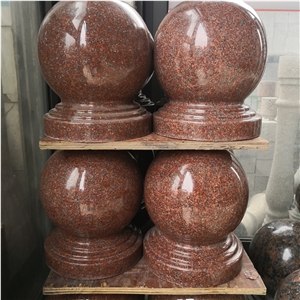 Red Granite Round Cast Stone Pillar Caps Price