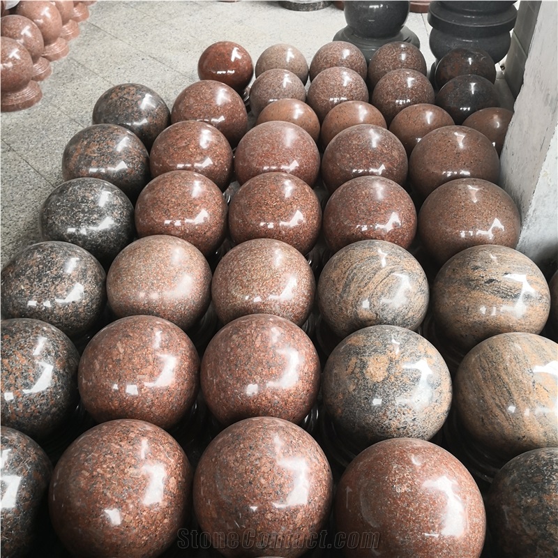 Red Granite Round Cast Stone Pillar Caps Price
