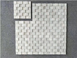 Square Super White Travertine Mosaic Wall Tiles