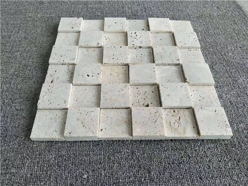 Square Super White Travertine Mosaic Wall Tiles