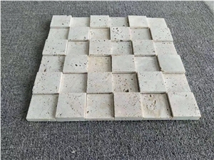 Square Super White Travertine Mosaic Wall Tiles