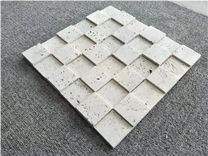 Square Super White Travertine Mosaic Wall Tiles
