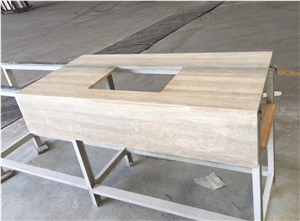 Italy Silver Horizont Travertine Bath Tops, Vanity Tops