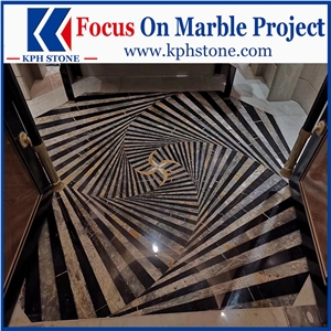 Black Gold Marble Lobby Waterjet for the Langham
