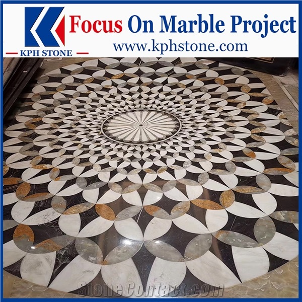 Black Gold Marble Lobby Waterjet for the Langham