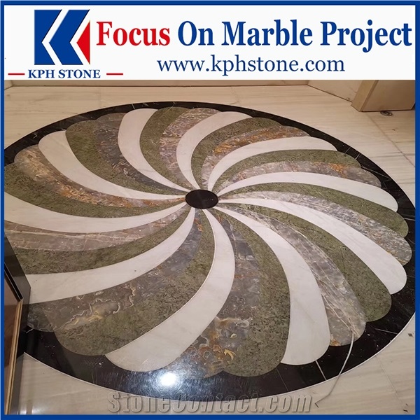 Black Gold Marble Lobby Waterjet for the Langham