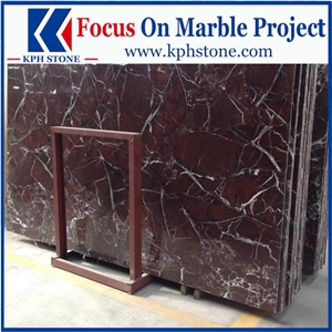 China Red Rojo Coral Marble Slabs Interior Designs
