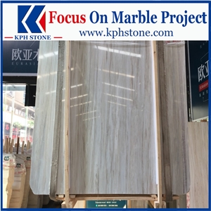 Eurasian White Wood Grain Marble Slabs