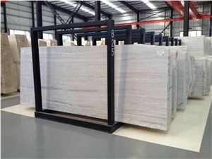 High Grade Greek White Wood Striato Argento Marble