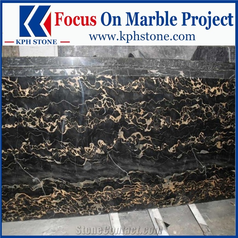 Nero Portoro Vena Larga Marble Slabs for Projects