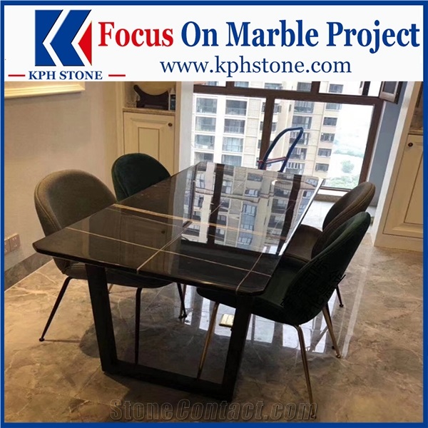 Noir Aziza Marble Black Reception Counter