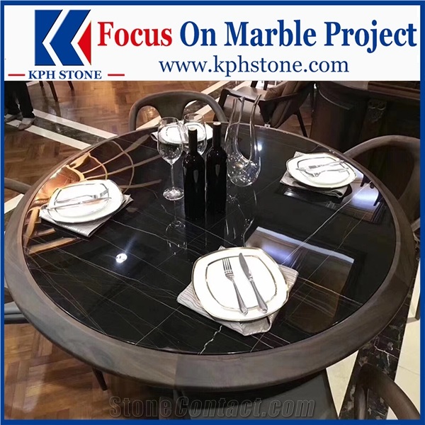 Noir Aziza Marble Black Reception Counter
