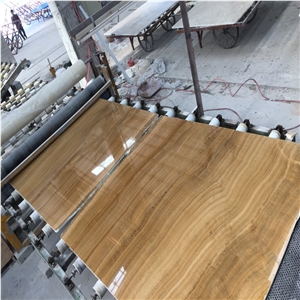 Wooden Grain Yellow Marble Slabs for Projects