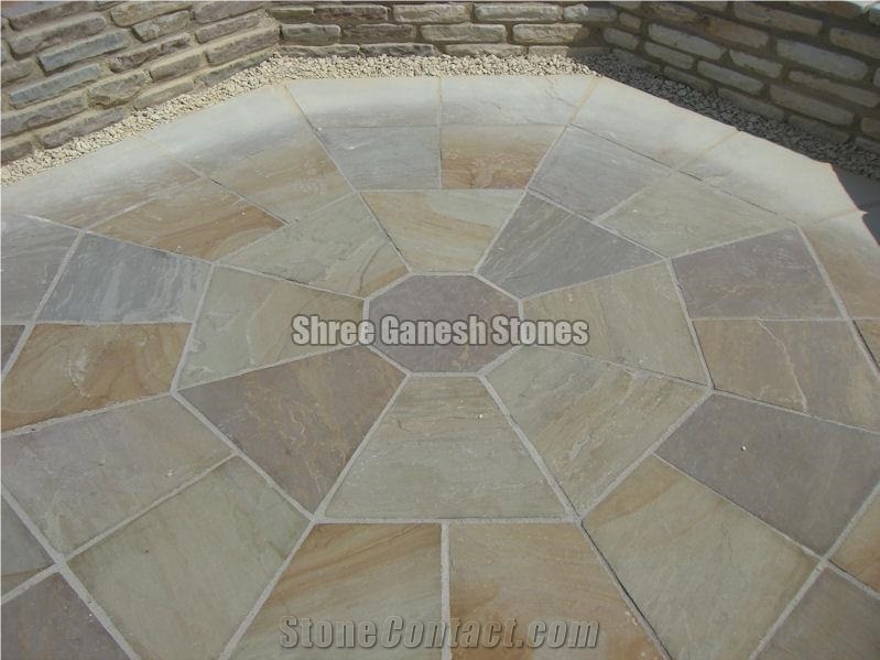Raj Green Sandstone Circle Paving Stone