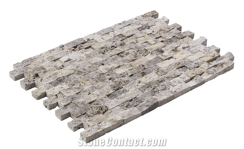 Silver Gray Marble Split Face Mosaic Tile 23x48cm