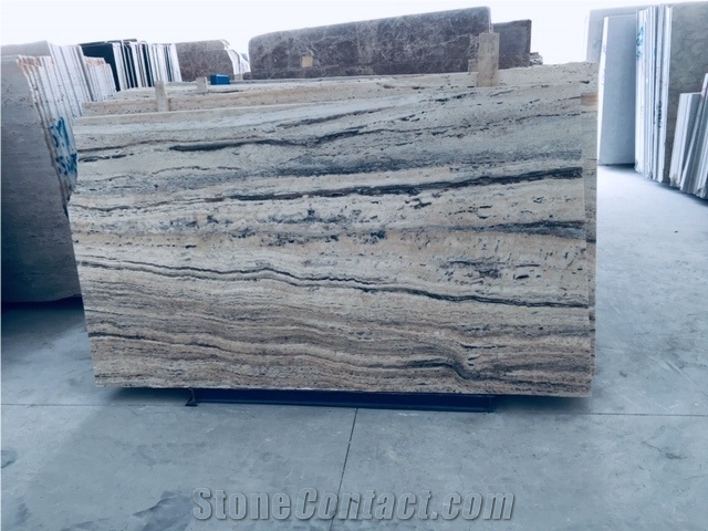 Gray Wood Travertine Slabs