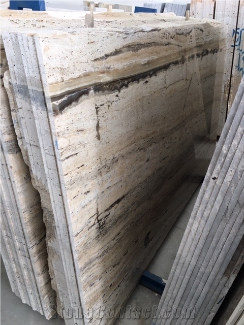 Gray Wood Travertine Slabs