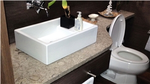 Cafe Faraon Limestone Bathroom Counter with Vessel